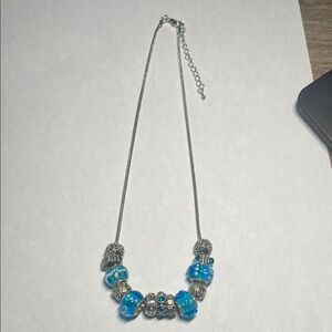 Elegant Silver and Blue Beaded Necklace
